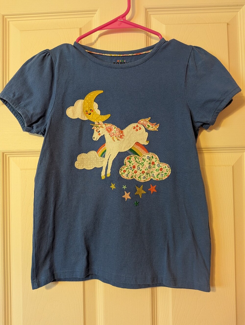 Mini Boden Unicorn Applique Puff Sleeve Tee